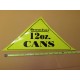 GENERIC Large Yellow Triangle 12oz CAN Vinyl Sticker